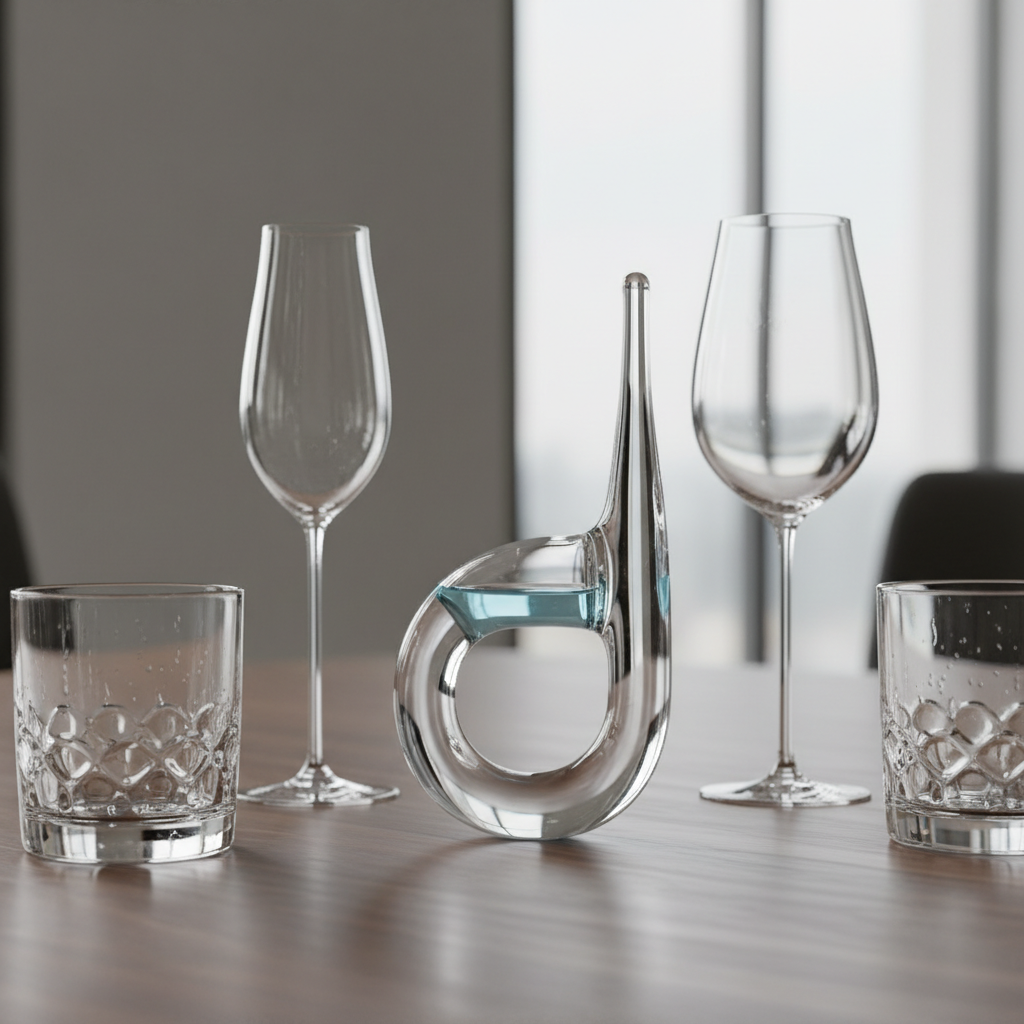 Verre d'eau frais avec des gouttes de condensation, près de fruits coupés comme des tranches d'orange et de concombre sur une surface naturelle lumineuse